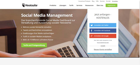 Hootsuite hilft die Social Media Beiträge im voraus zu planen und zu veröffentlichen.