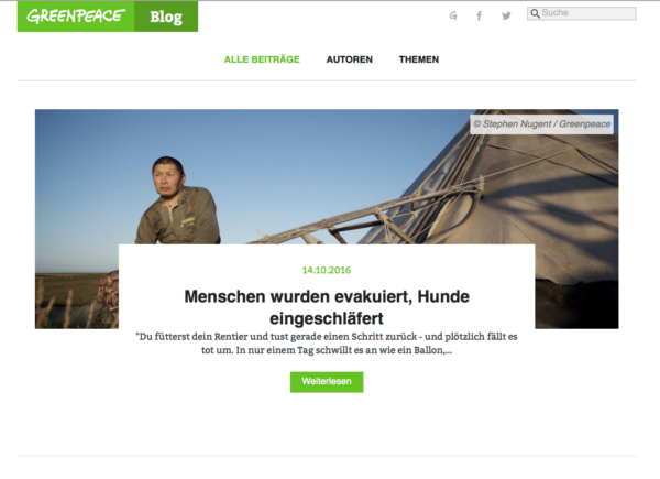 Greenpeace – Blog mit gelungener Kommunikationsstrategie, Quelle: http://blog.greenpeace.de