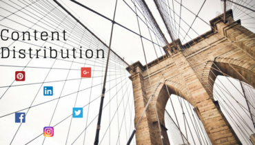 Brooklyn Bridget und in den Fäden der Brücke sind die Logos von Facebook, Twitter, Pinterest, Instagram und Linkedin