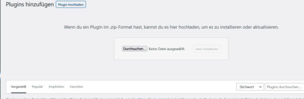 Screenshot: Uploadfenster für das Plugin