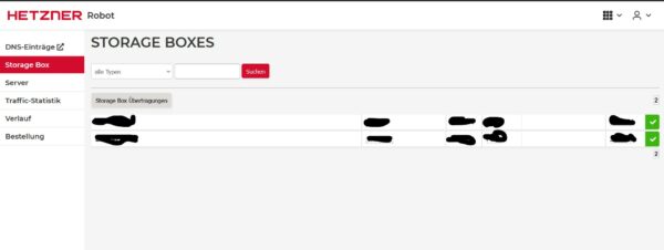 Screenshot: hetzner FTP Boxen